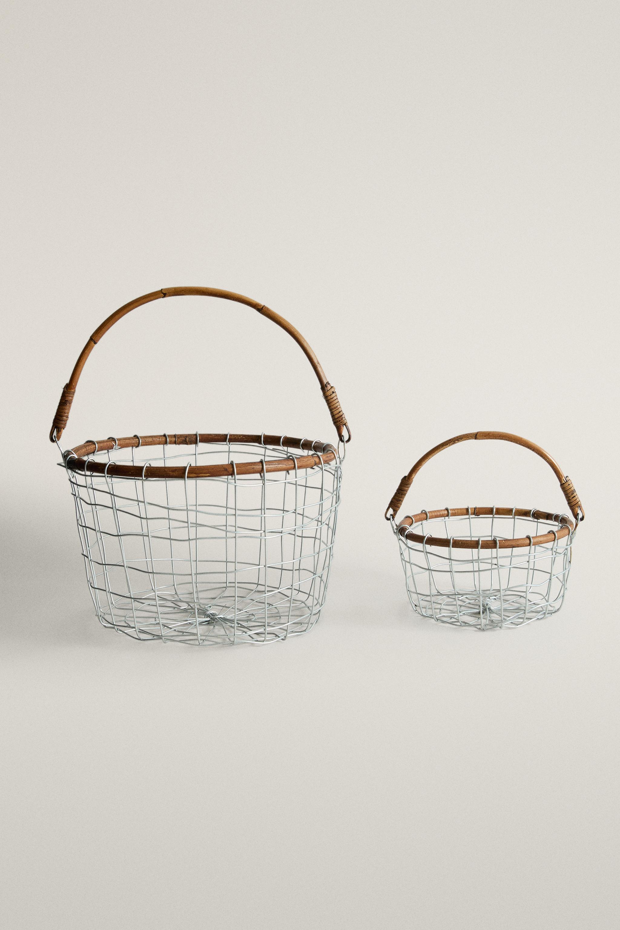 IRON AND RATTAN BASKET